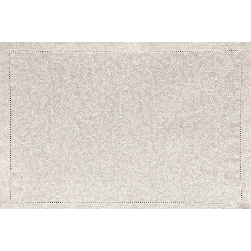 Set de table pur lin Portofino Fiori Sabbia, Le Jacquard Français