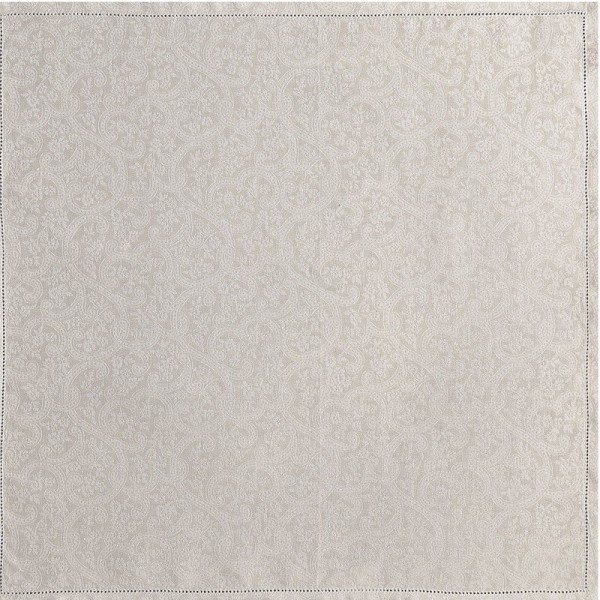 Serviettes de table pur lin Portofino Fiori Sabbia, Le Jacquard Français