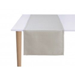 Chemin de table pur lin Portofino Géo Sabbia, Le Jacquard Français