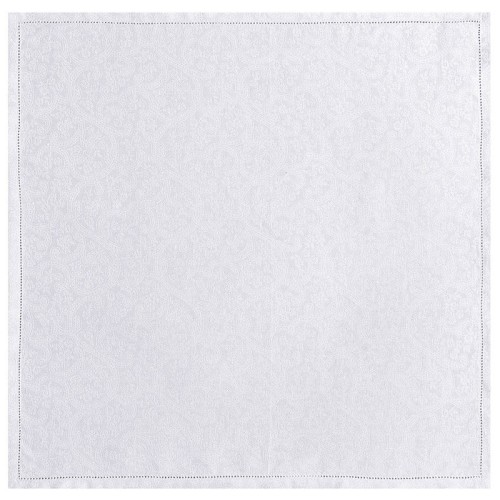 Serviettes de table pur lin Portofino Fiori Bianco, Le Jacquard Français