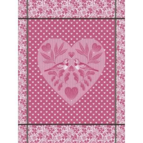 Torchons de cuisine pur coton Amour Pivoine, Le Jacquard Français