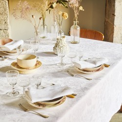 Serviettes de table coton/lin Mille Giverny Blanc, Garnier-Thiébaut