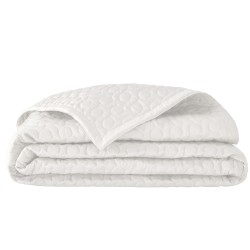 Couvre lit matelassé uni réversible satin de coton Bio Poésie blanc Neige, Alexandre Turpault