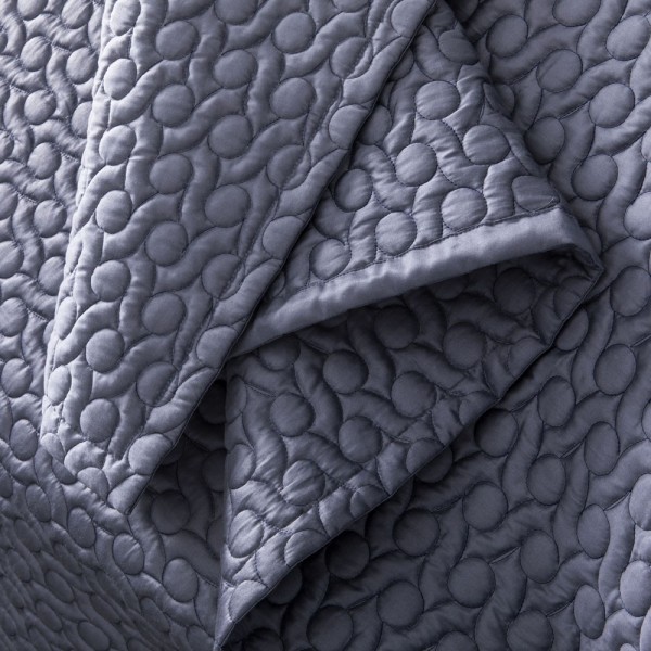 Couvre lit matelassé uni réversible satin de coton Bio Poésie bleu Marine, Alexandre Turpault