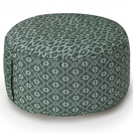 Pouf déhoussable coton antitache Nature Sauvage Crocodile 50x30cm, Le Jacquard Français