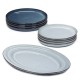 Service Dinner céramique assiettes plates, dessert et plat ovale Pure Bleu, Pascale Naessens