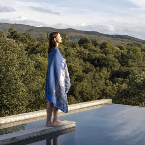 Drap de plage nid d'abeilles Récifs Azur, Le Jacquard Français 2