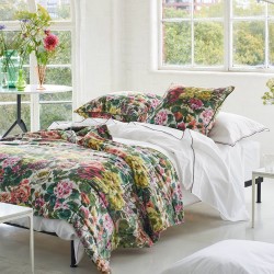 Courtepointe, bout de lit édredon en velours polyester Grandiflora Rose poudré, Designers Guild