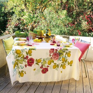 Serviettes de table imprimé métis lavé lin/coton Citrons de Menton Romance, Garnier-Thiébaut  2