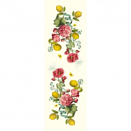 Chemin de table imprimé métis lavé lin/coton Citrons de Menton Romance, Garnier-Thiébaut