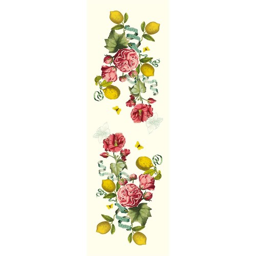Chemin de table imprimé métis lavé lin/coton Citrons de Menton Romance, Garnier-Thiébaut