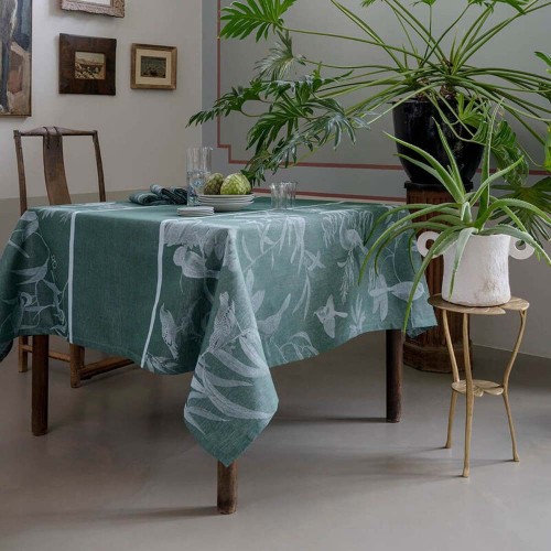 Nappes pur lin Volière Végétal, Le Jacquard Français