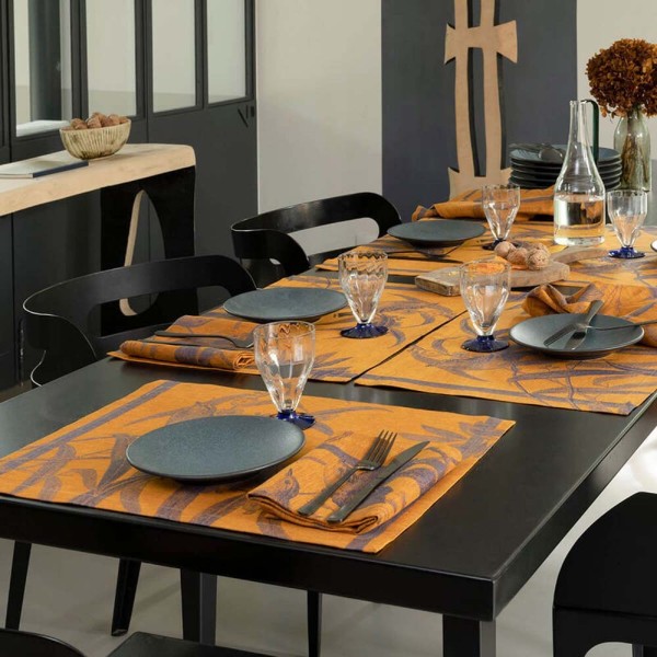 Set de table design  antitache pur lin Volière Nocturne, Le Jacquard Français 