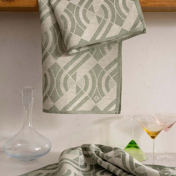 Torchons essuie-verres pur lin Neo Green, Le Jacquard Français