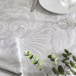 Chemin de table pur coton antitache Grace Perle, Garnier-Thiébaut 2