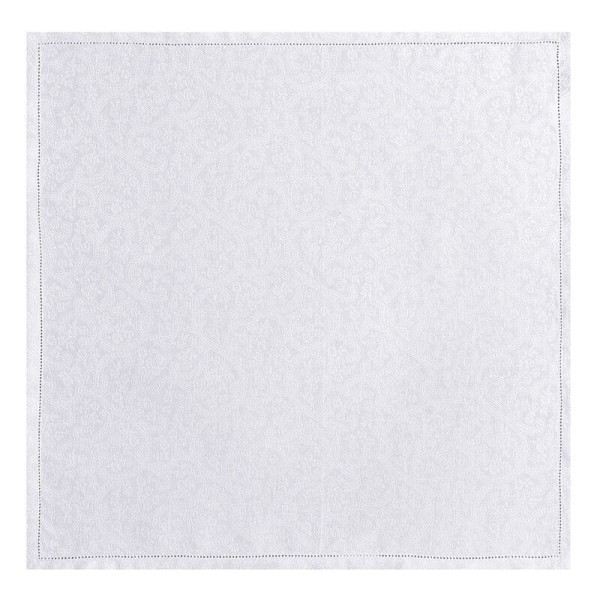 Serviettes d etable Portofino Fiori Bianco pur lin, Le Jacquard Français