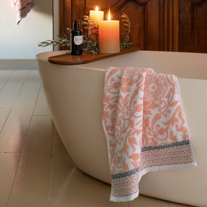 Tapis de bain éponge jacquard coton Charme Pivoine , Le Jacquard Français 2
