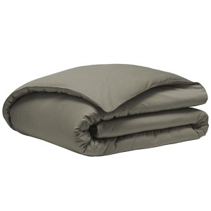 Alexandre Turpault - Parure de lit unie en satin de coton Bio 120 fils/cm² Teophile Kaki 2
