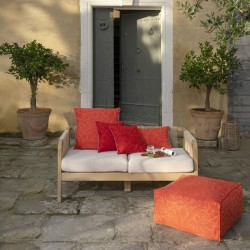 Pouf outdoor Voyage Iconique Coquelicot 60x60x30cm, Le Jacquard Français