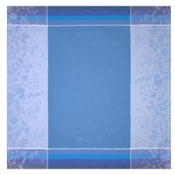 Petit Carré déco pur lin Instant Bucolique Bleuet, Le Jacquard Français