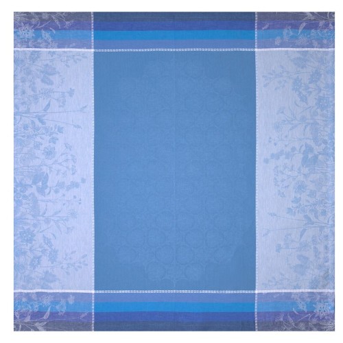 Petit Carré déco pur lin Instant Bucolique Bleuet, Le Jacquard Français