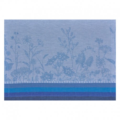 Set de table antitache pur lin Instant Bucolique Bleuet, Le Jacquard Français 