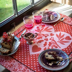 Torchons de cuisine pur coton Amour Coquelicot, Le Jacquard Français (par 4)