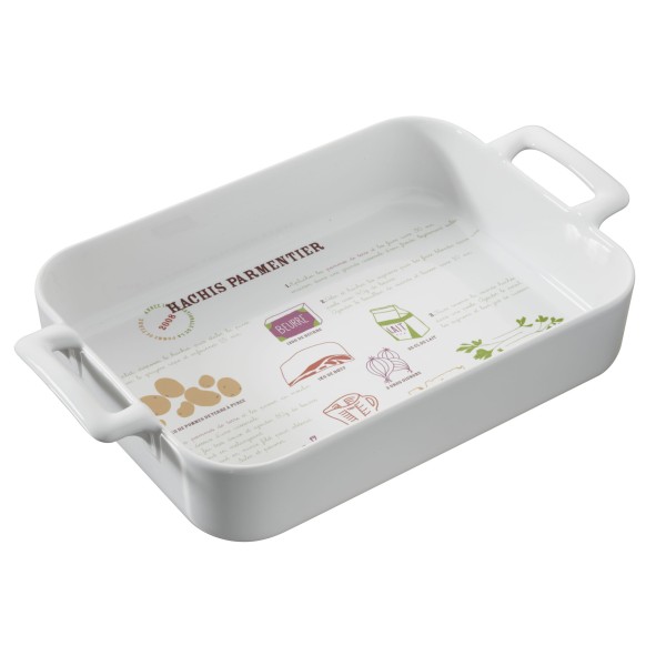 Plat four rectangulaire profond en porcelaine, Revol 