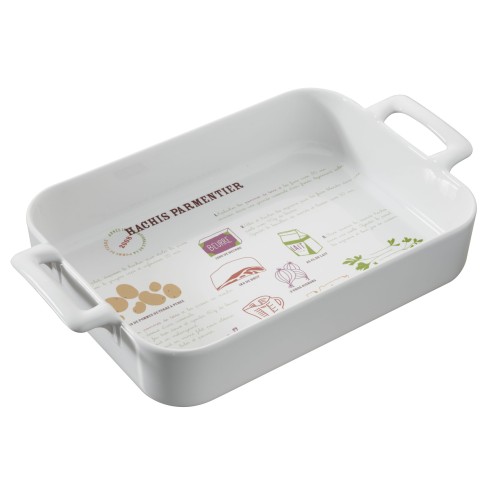 Plat four rectangulaire profond en porcelaine, Revol 