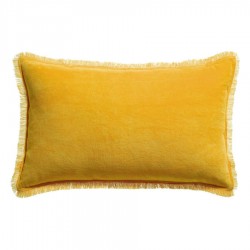 Coussin uni velours de coton/coton Fara Curry 40x65, Vivaraise