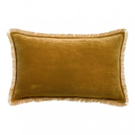 Coussin uni velours de coton/coton Fara Bronze 30x50, Vivaraise