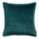 Coussin uni velours de coton/coton Fara Paon 45x45, Vivaraise