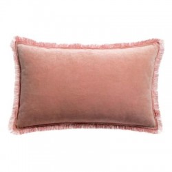 Coussin uni velours de coton/coton Fara Pink 30x50, Vivaraise