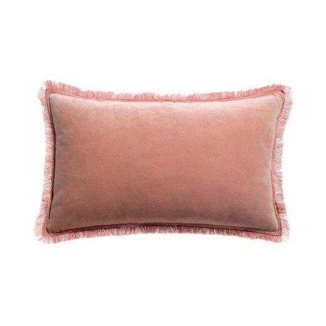 Coussin uni velours de coton/coton Fara Pink 30x50, Vivaraise