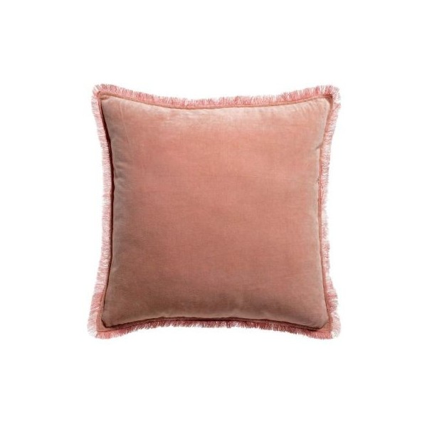 Coussin uni velours de coton/coton Fara Pink 45x45, Vivaraise