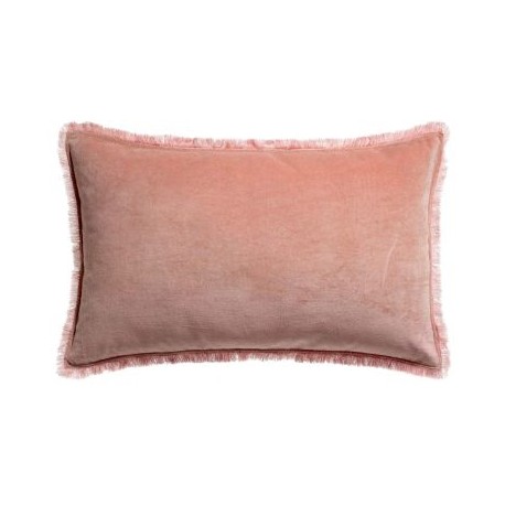 Coussin uni velours de coton/coton Fara Pink 40x65, Vivaraise