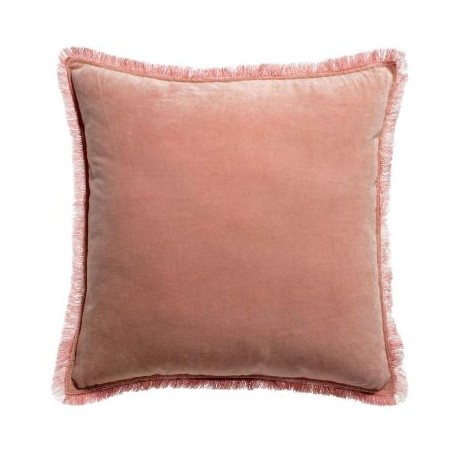 Coussin uni velours de coton/coton Fara Pink 45x45, Vivaraise