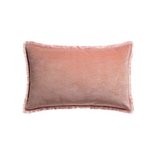 Coussin uni velours de coton/coton Fara Pink 40x65, Vivaraise