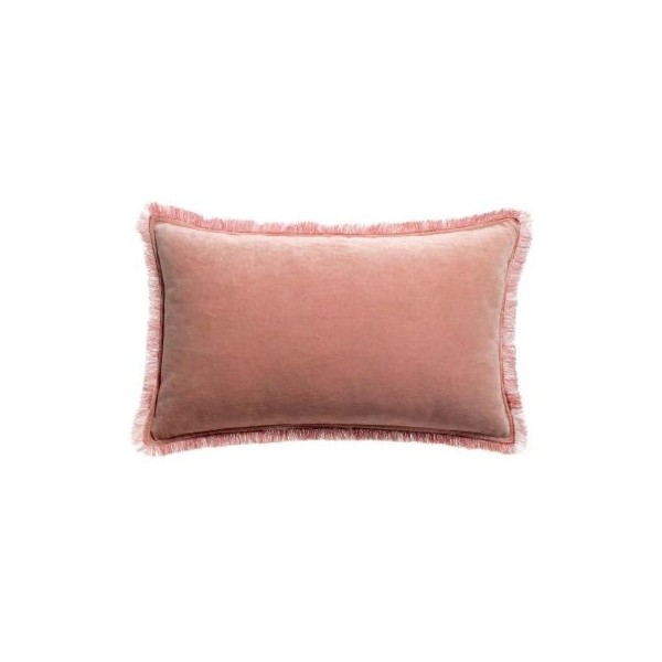 Coussin uni velours de coton/coton Fara Pink 30x50, Vivaraise