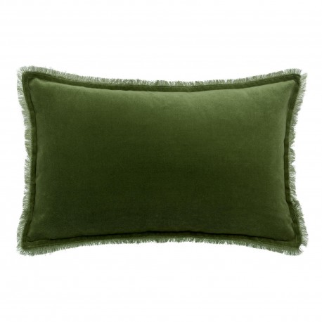 Coussin uni velours de coton/coton Fara Eucalyptus 30x50, Vivaraise