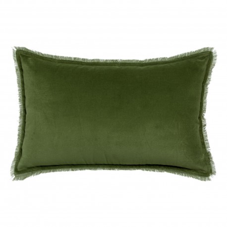 Coussin uni velours de coton/coton Fara Eucalyptus 40x65, Vivaraise