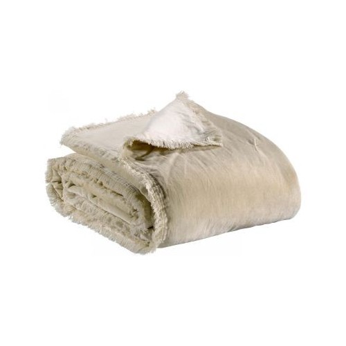 Bout de lit édredon uni velours de coton/coton Fara Lin 85x200, Vivaraise