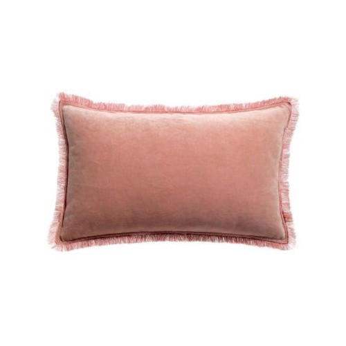 Coussin uni velours de coton/coton Fara Pink 30x50, Vivaraise