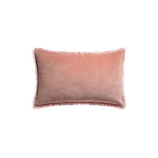 Coussin uni velours de coton/coton Fara Pink 40x65, Vivaraise