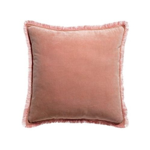 Coussin uni velours de coton/coton Fara Pink 45x45, Vivaraise