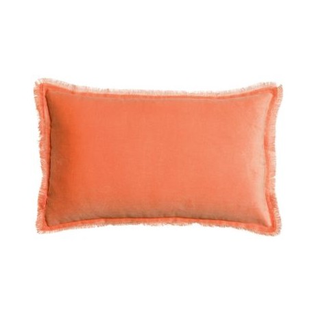 Coussin uni velours de coton/coton Fara Goyave 30x50, Vivaraise