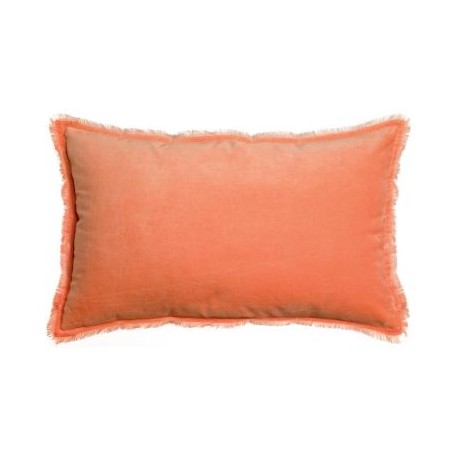 Coussin uni velours de coton/coton Fara Goyave 40x65, Vivaraise