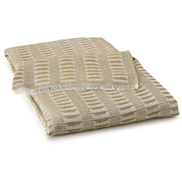 Plaid nomade pur lin Casual Algue 110x180, Le Jacquard Français