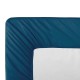 Drap housse uni en percale de coton 90 fils/cm² Olana Bleu