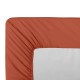 Drap housse Duo uni pour lit articulé en percale de coton 90 fils/cm² Olana Rouille
